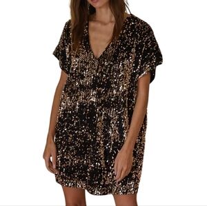Sequin Black/Gold Mini